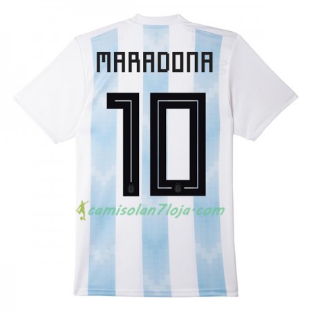 Camisola Argentina Maradona 10 1º Equipamento Mundial 2018 Manga Curta